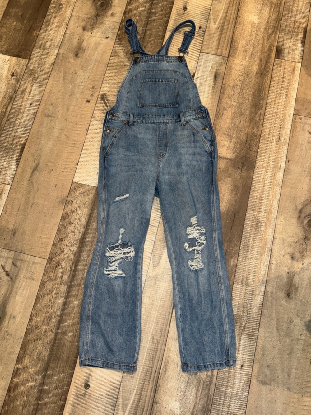 wild fable Distressed Denim Overalls in Blue